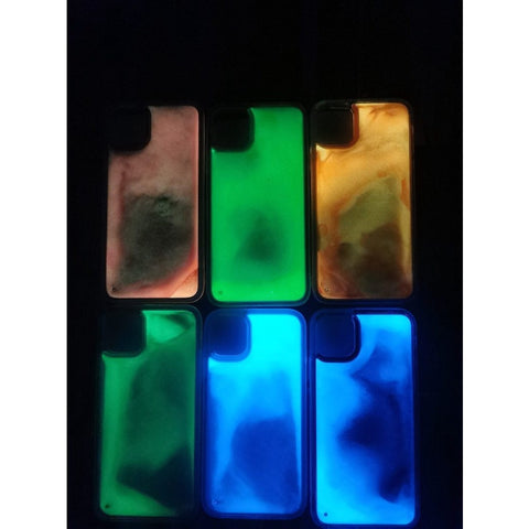 Image of Quicksand Luminous Phone Case For iPhone 12 11 12 Pro Max XR XS Max X 7 8 Plus 12 Mini 12Pro 12 11 Glitter Neon Sand Back Cover