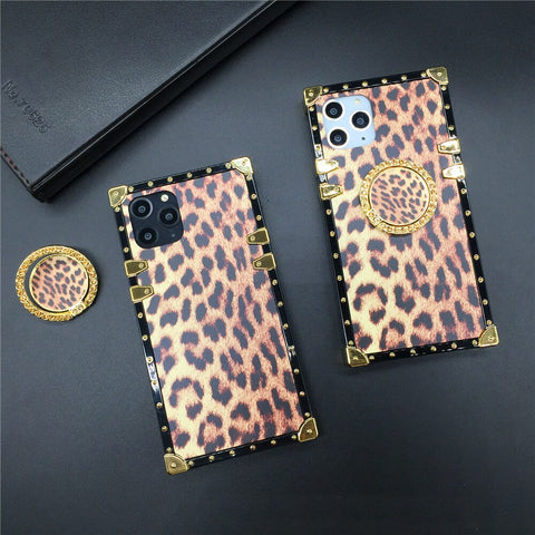 Image of Square Luxury Glitter Fashion Leopard Print Cover Case for iPhone models