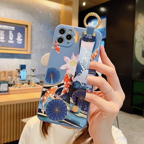 Image of Wrist Strap Cactus Flowers Phone Case For iPhone models 12 11 pro max 7 8 plus x xr xs xsmax