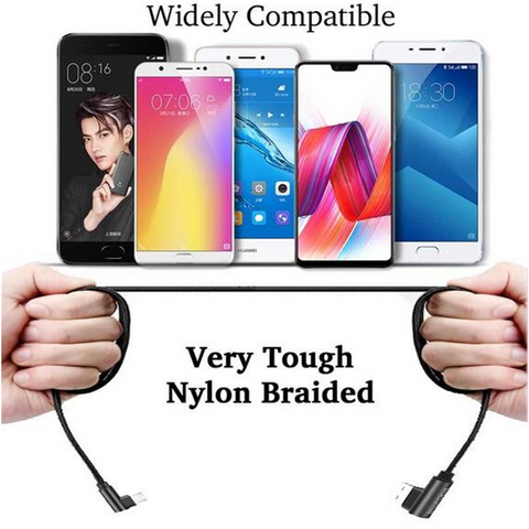 Image of 90 Degree charger cable 10ft extra long fast Charging USB Data for iPhone iPad Android Type C