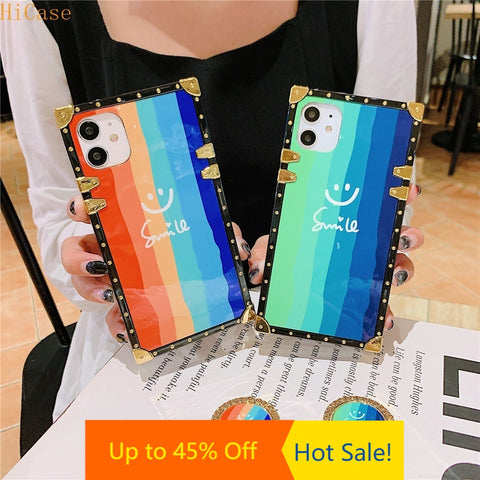 Image of Fashion Gradient Rainbow Square Cover For iPhone models