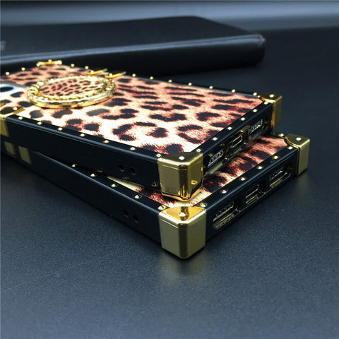 Image of Square Luxury Glitter Fashion Leopard Print Cover Case for iPhone models