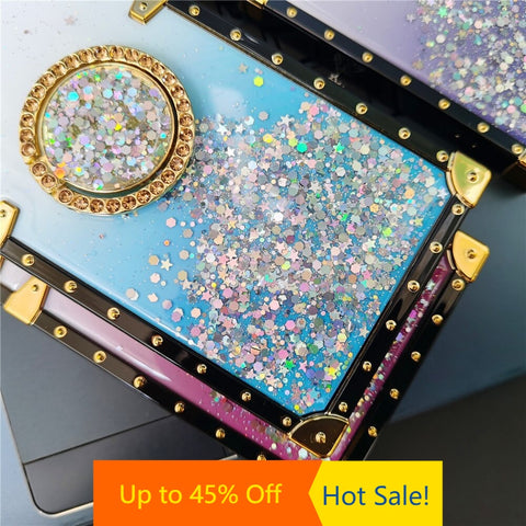 Image of iPhones Luxury Bling Glitter Star Case Gradient Colorful Sequins Soft Square Phone Cover