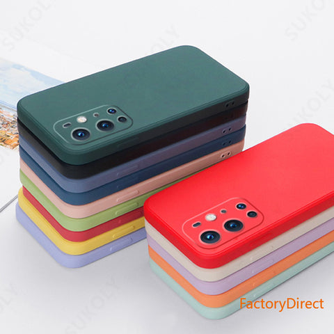 Image of Liquid Silicone Soft Case For OnePlus 9R 9 Pro 8T 8 Pro Shockproof Square Candy Color Phone Case Camera Protective Cover