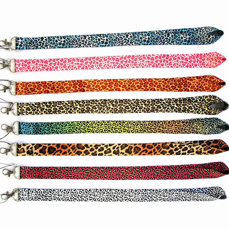 Fashion Classic Leopard Lanyards for ID Holders Work Pass Card Cellphone Name Badges Neck Strap with Keyring