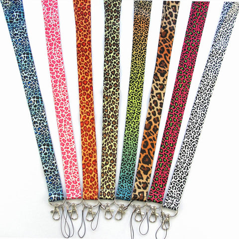 Image of Fashion Classic Leopard Lanyards for ID Holders Work Pass Card Cellphone Name Badges Neck Strap with Keyring