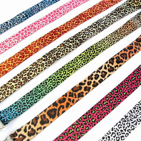 Image of Fashion Classic Leopard Lanyards for ID Holders Work Pass Card Cellphone Name Badges Neck Strap with Keyring