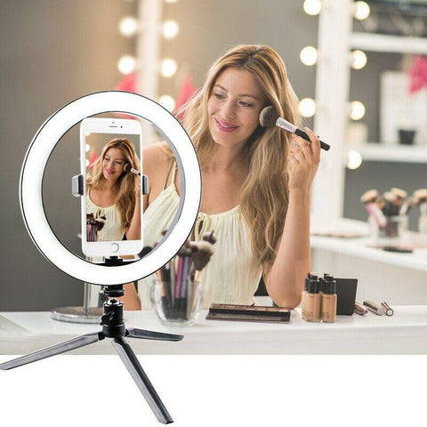 Image of 10 Inch LED Ring Light Dimmable Selfie Lamp with Tripod Photography Camera Phone Light for Makeup Video Live