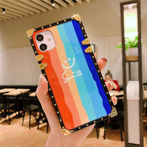 Image of Fashion Gradient Rainbow Square Cover For iPhone models