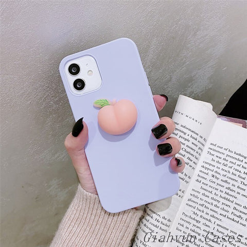 Image of iPhone 12 pro max iphone 11 pro max iphone 13 pro max case Pinch Music Decompress Peach Liquid Silicone Cheap Phone Case For iphone x xr xs max iphone 6 7 8plus