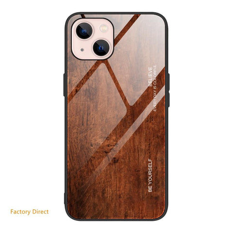 Image of Wood grain design tempered glass phone case back cover for ASUS