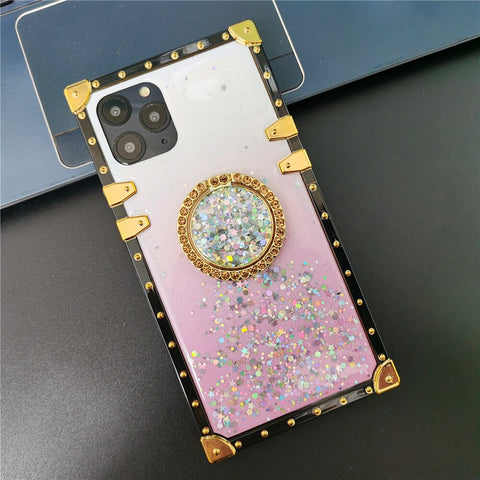 Image of iPhones Luxury Bling Glitter Star Case Gradient Colorful Sequins Soft Square Phone Cover