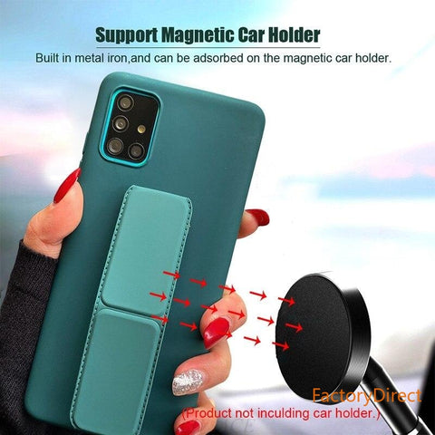 Image of Support Magnetic Car Holder Phone Stand Silicone Case For Samsung Galaxy models S20 S21 note20 note20plus galaxy s21 plus ultra fe s30 j2 core prime pro bumper with holder phone stand