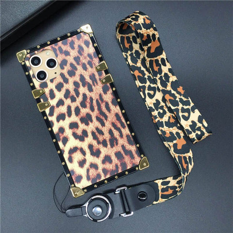 Image of Square Luxury Glitter Fashion Leopard Print Cover Case for iPhone models