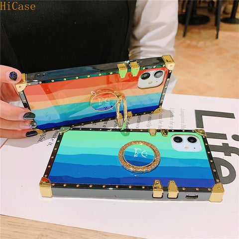 Image of Fashion Gradient Rainbow Square Cover For iPhone models