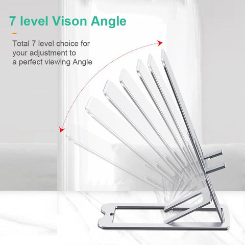 Image of Adjustable Cell Phone Stand Foldable  Aluminum Desktop Phone Holder with retail packaging