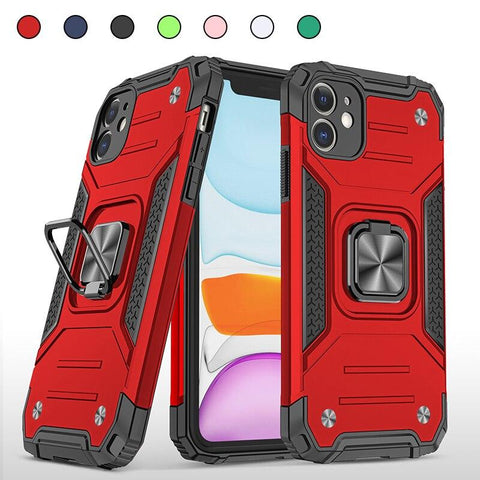 Image of Armor Car Holder Phone Case For iPhone 11 Pro 12 Mini XR XS Max 6 7 8 Plus SE 2020 Finger Ring Protection Cover For iphone Funda - All Fancy Phone Cases