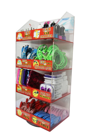Image of Retail store counter top display case for cell phone accessories chargers for convenient stores gas stations