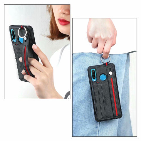 Image of Creative card slot phone case for Samsung with holding stap