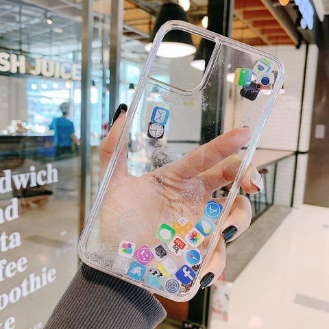 Image of Cute APP Style Quicksand Phone Cover for iPhone all models