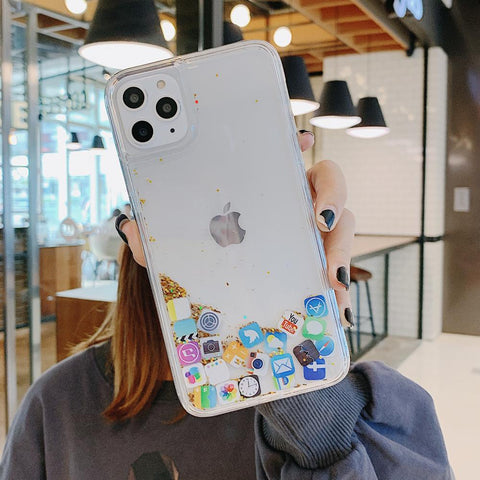 Image of Cute APP Style Quicksand Phone Cover for iPhone
