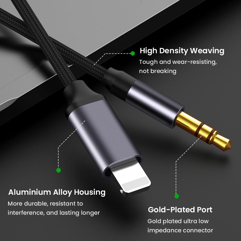 iPhone to 3.5mm Jack Aux adapter Cable Car Speaker Headphone for latest iOS