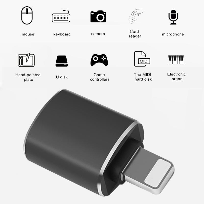 OTG Adapter for iPhone Xs 11 12 Pro Max Converters Charging Data for iPad IOS 13 To USB 3.0 Suport U Disk Smartphone Accessories