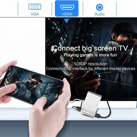 Image of HDMI VGA to lightning adapter for Apple to Audio AV Multiple Digital Adapter Connector for iPhone for ipad ios 13