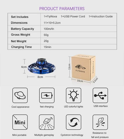 Image of Flynova Mini Drone LED UFO type Flying Helicopter spinner Fingertip Upgrade Flight Gyro Drone Aircraft Toy Adult Kids Gift
