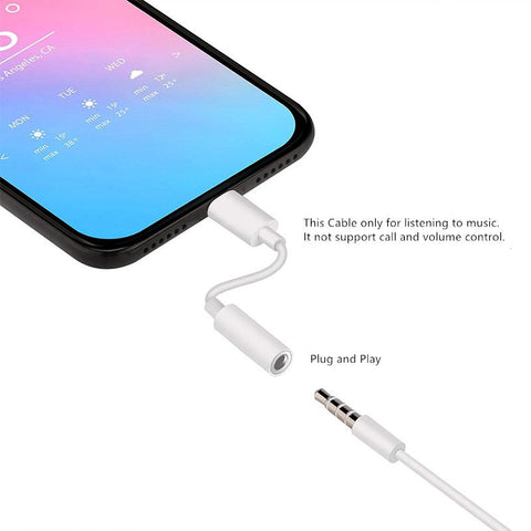 Image of iPhone dongle Plug and use lightning to 3.5mm audio converter cable for latest iOS adapter