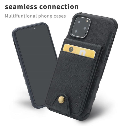 Image of Linen Cloth Shockproof iPhone Case Cover with card slot bag