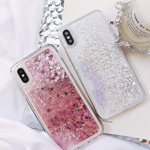 Image of Love Heart Glitter quicksand Phone Case For iPhone models