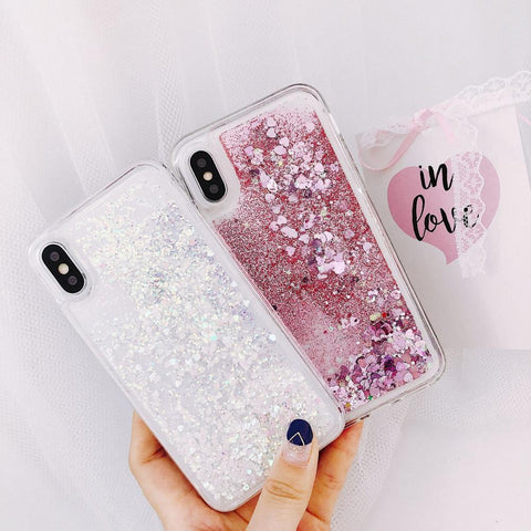 Image of Love Heart Glitter quicksand Phone Case For iPhone models