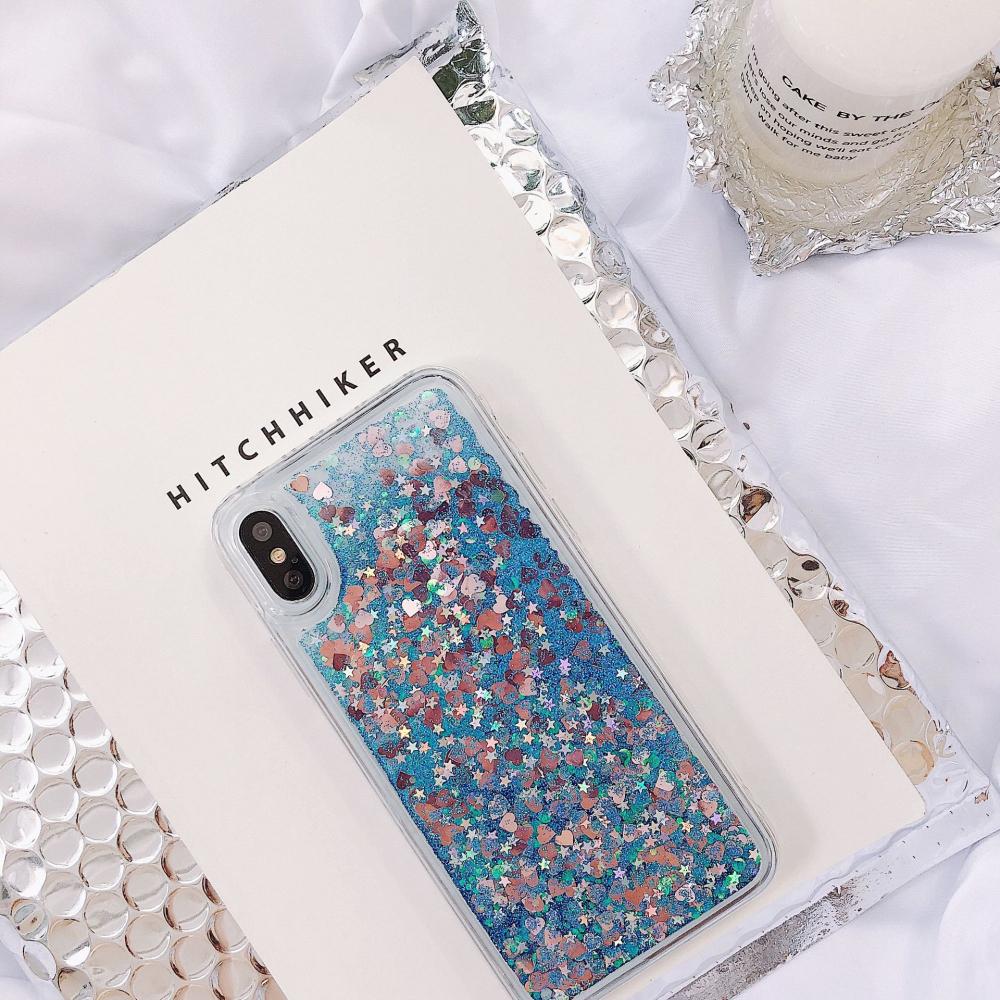 Love Heart Glitter quicksand Phone Case For iPhone models
