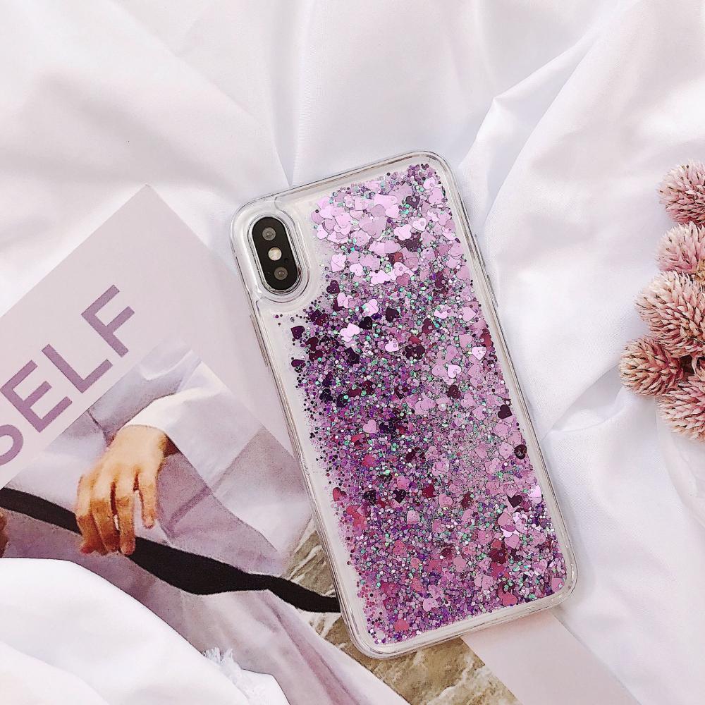 Love Heart Glitter quicksand Phone Case For iPhone models