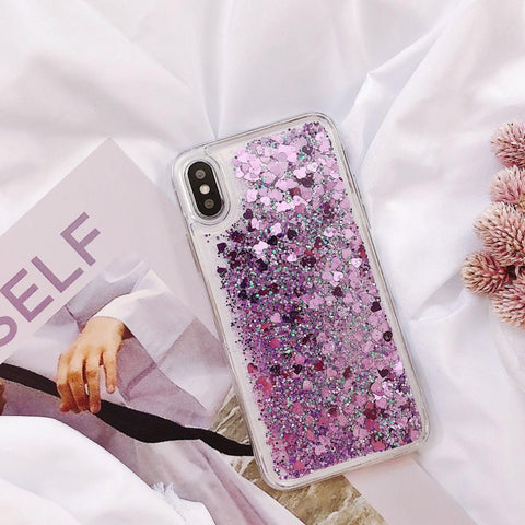 Image of Love Heart Glitter quicksand Phone Case For iPhone models