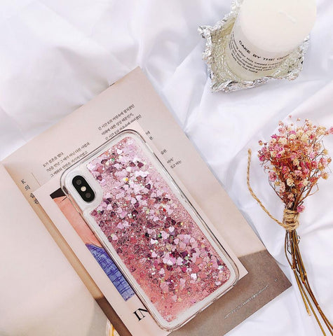 Image of Love Heart Glitter quicksand Phone Case For iPhone models