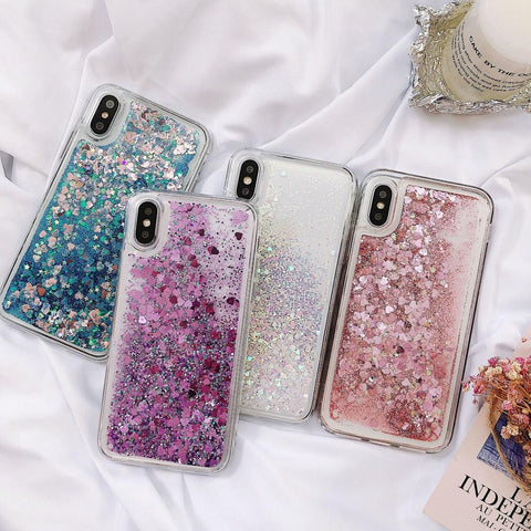 Image of Love Heart Glitter quicksand Phone Case For iPhone models