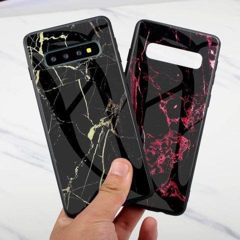 Image of Marble glass shatterproof phone case for Samsung