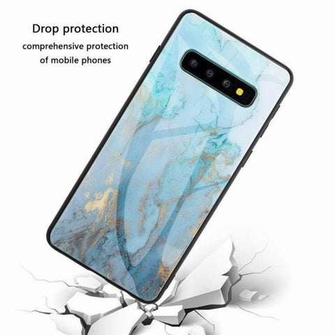 Image of Marble glass shatterproof phone case for Samsung