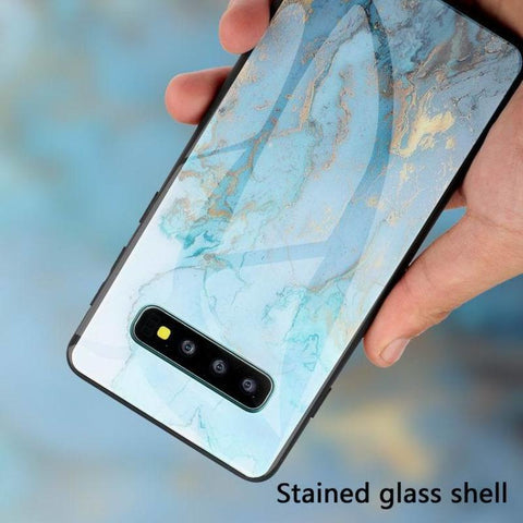 Image of Marble glass shatterproof phone case for Samsung