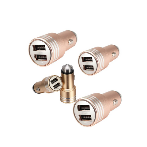Image of Metal Dual USB port Car Charger Safety Hammer car charger plug