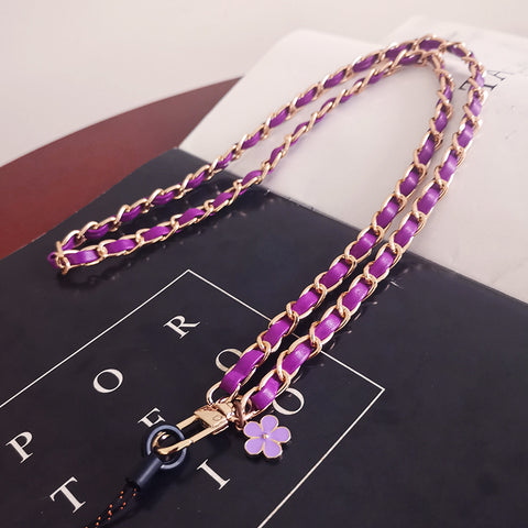 Image of Mobile Phone Straps Strap Wrist Rope Anti-lost Lanyard Neck Strap Camera USB Holder Neck Strap Flower Design Pink