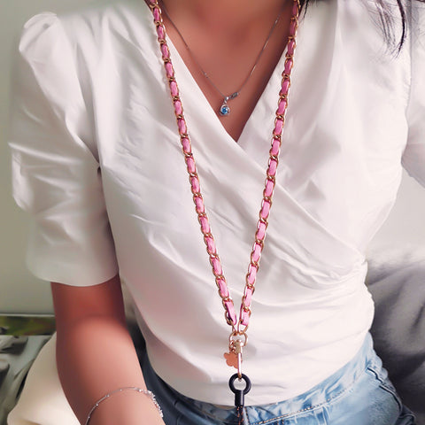 Image of Mobile Phone Straps Strap Wrist Rope Anti-lost Lanyard Neck Strap Camera USB Holder Neck Strap Flower Design Pink