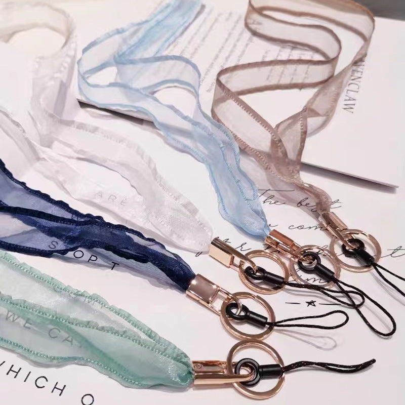 Mobile phone lanyard Silk Scarf long wrist universal lanyard