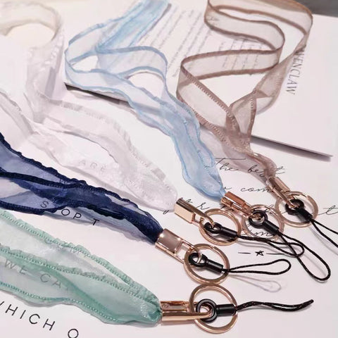 Image of Mobile phone lanyard Silk Scarf long wrist universal lanyard