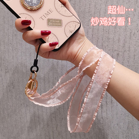 Image of Mobile phone lanyard Silk Scarf long wrist universal lanyard