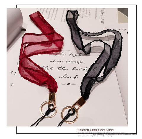 Image of Mobile phone lanyard Silk Scarf long wrist universal lanyard