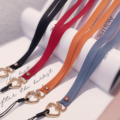 Image of Neck Strap Metal Heart Clip Lanyard Mobile Phone Straps Strap Wrist Rope Phone Wrist Straps Hanging Rope Ornaments