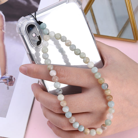 Image of New Anti Lost Phone Strap Telephone Jewelry 6mm Natural Stone Beaded Wrist Lanyard Key Phone Chain Accessories Findings